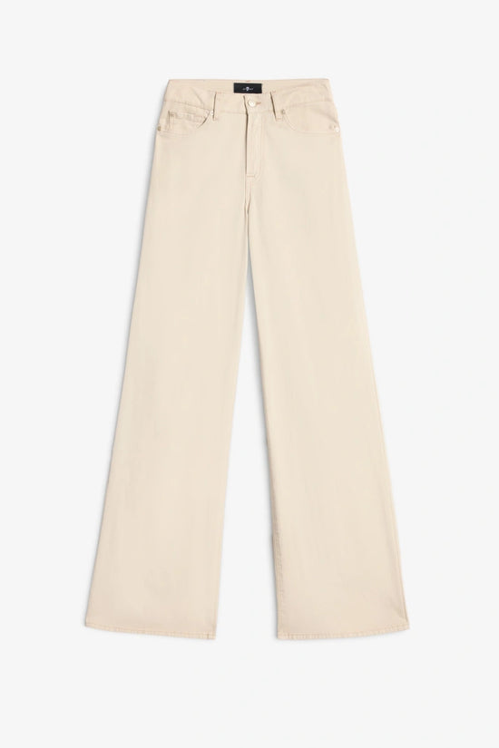 7 For All Mankind Beige LOTTA in Comfort Twill High Waist Wide Leg Jeans