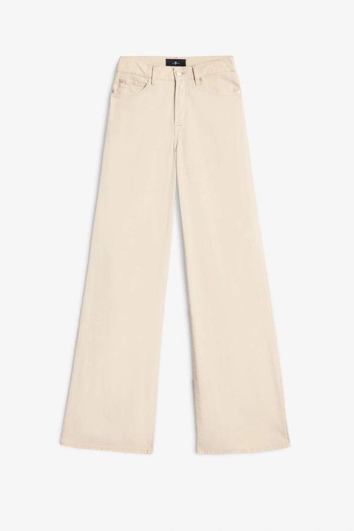 7 For All Mankind Beige LOTTA in Comfort Twill High Waist Wide Leg Jeans