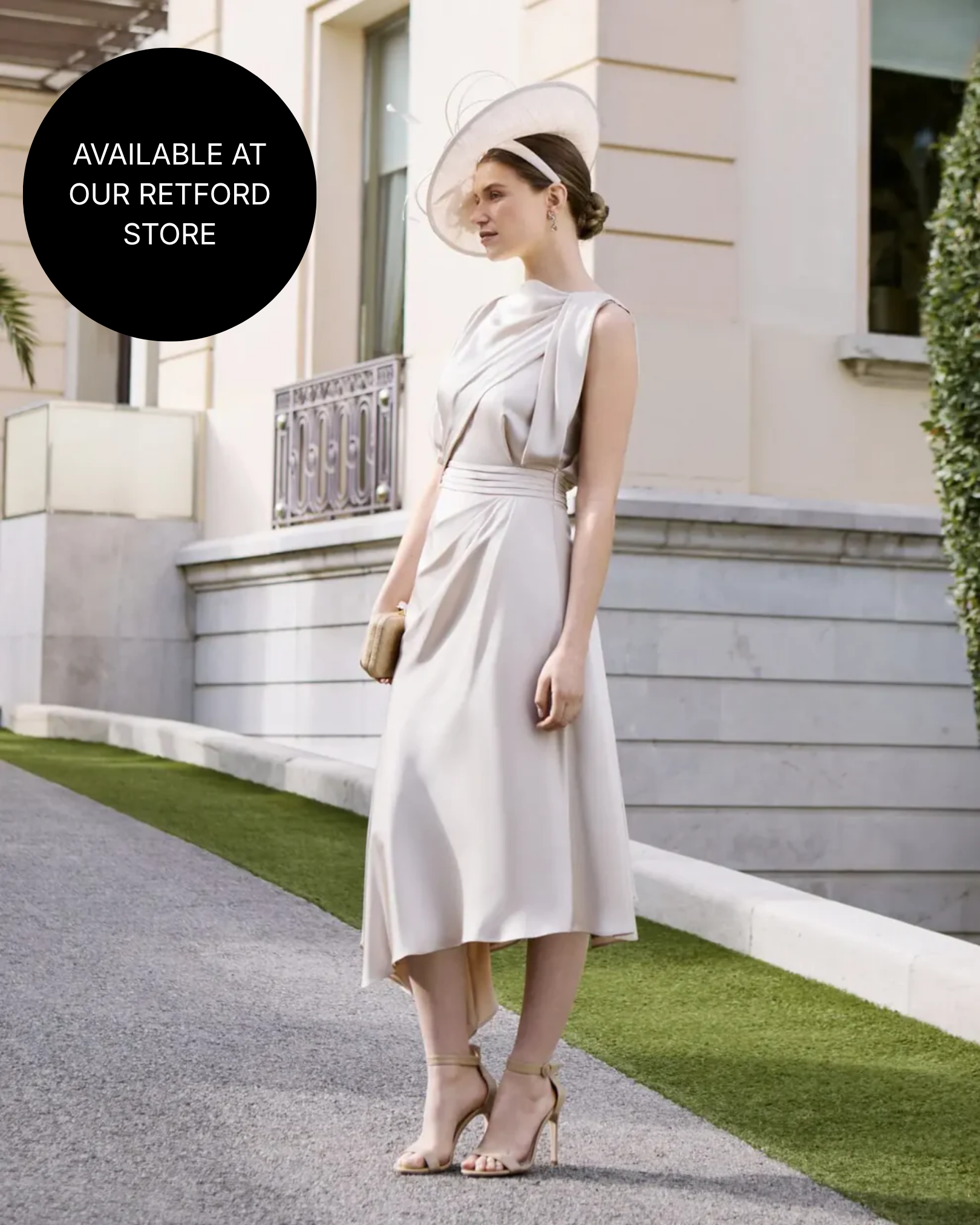 Couture Club Sand-Coloured Gathered Waistline Midi Dress 1G2P6 AW