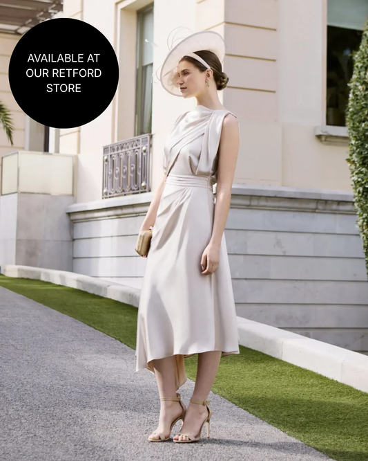 Couture Club Sand-Coloured Gathered Waistline Midi Dress 1G2P6 AW
