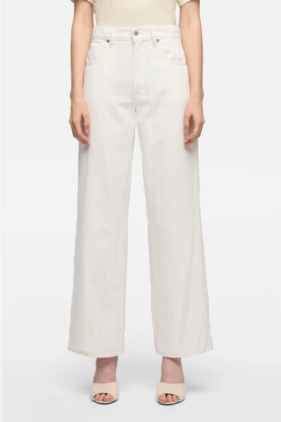7 For All Mankind White Stovepipe Straight Leg High Waist Jeans