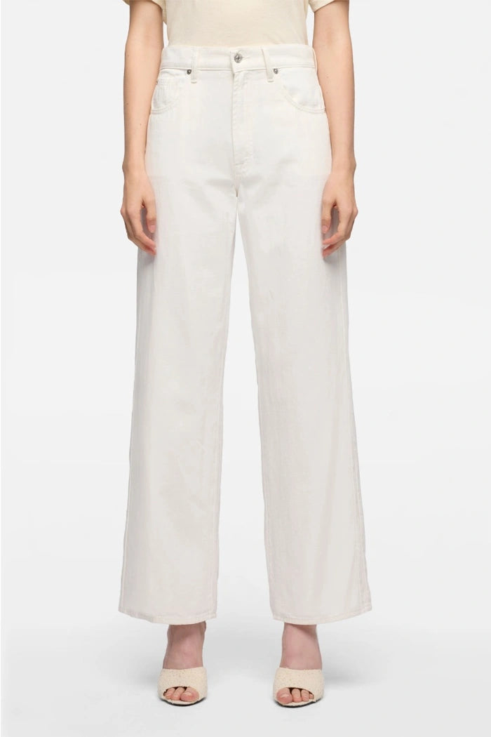 7 For All Mankind White Stovepipe Straight Leg High Waist Jeans