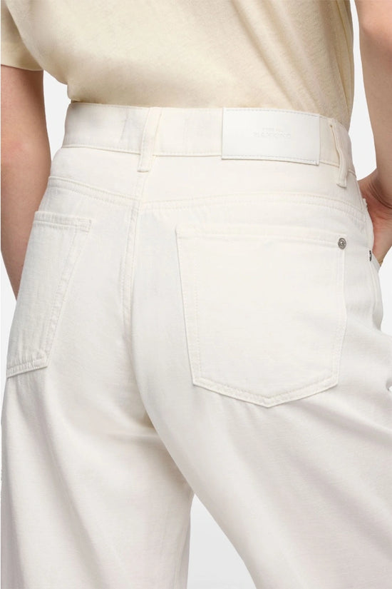7 For All Mankind White Stovepipe Straight Leg High Waist Jeans