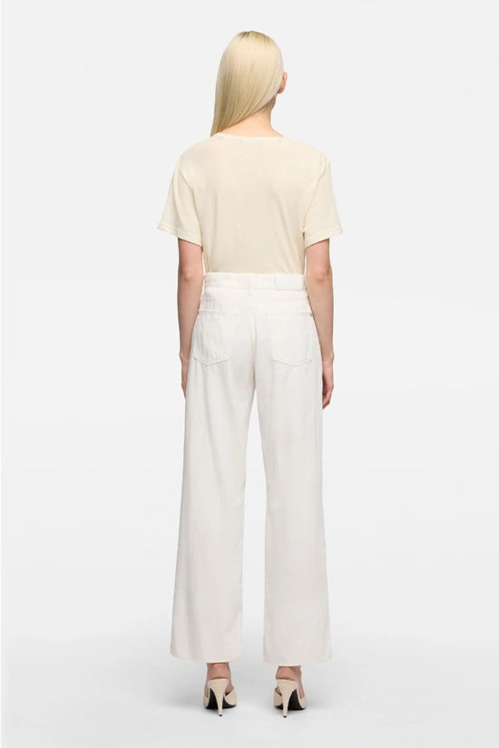 7 For All Mankind White Stovepipe Straight Leg High Waist Jeans