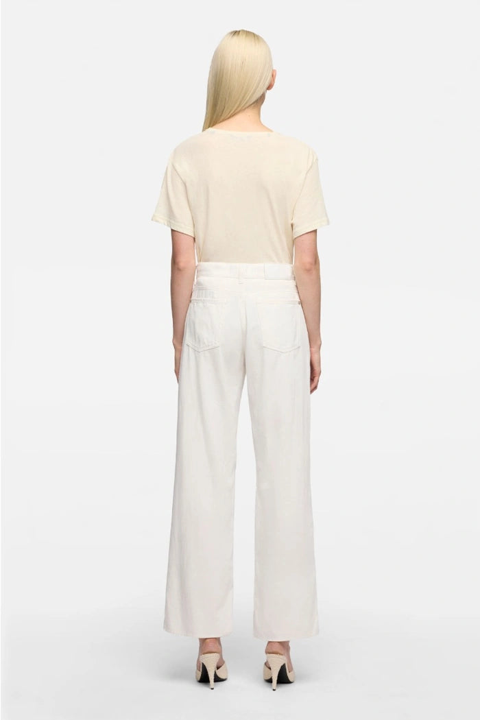 7 For All Mankind White Stovepipe Straight Leg High Waist Jeans