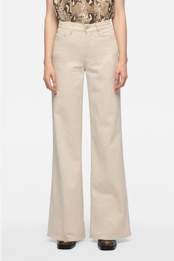 7 For All Mankind Beige LOTTA in Comfort Twill High Waist Wide Leg Jeans