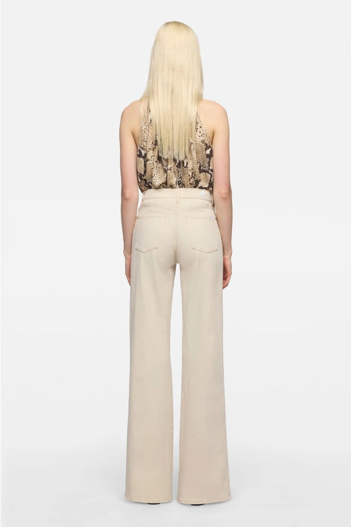 7 For All Mankind Beige LOTTA in Comfort Twill High Waist Wide Leg Jeans