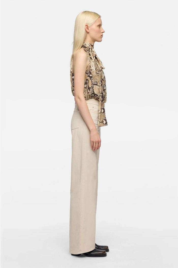 7 For All Mankind Beige LOTTA in Comfort Twill High Waist Wide Leg Jeans