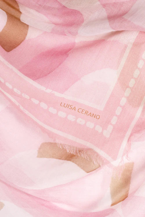 Luisa Cerano Blush Large Cotton Scarf with Bold print 838519