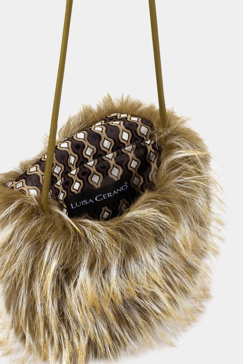 Luisa Cerano Brown Faux Fur Boho Style Bag