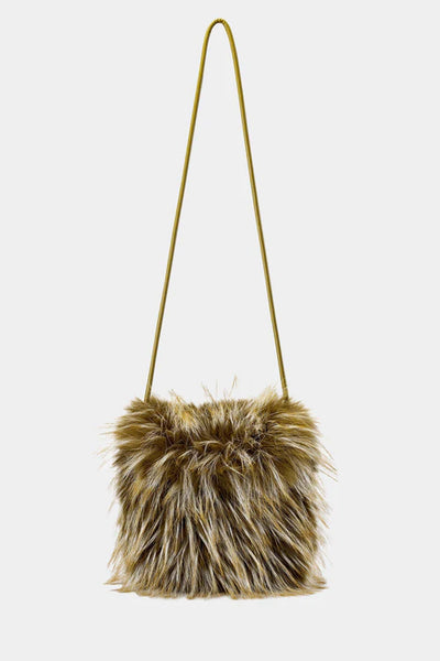 Luisa Cerano Brown Faux Fur Boho Style Bag 848557