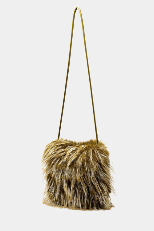 Luisa Cerano Brown Faux Fur Boho Style Bag
