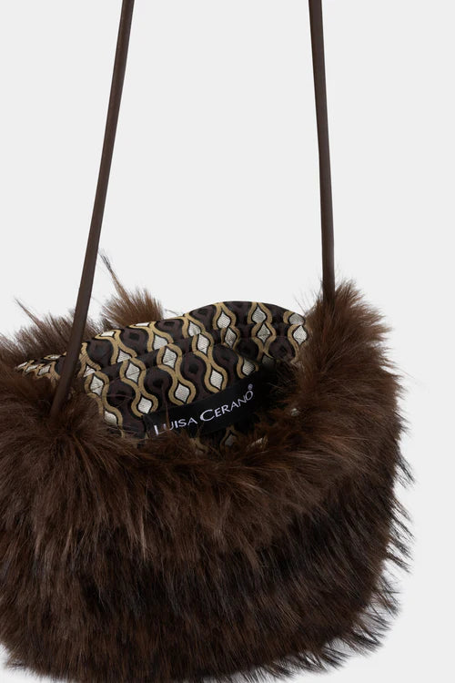 Luisa Cerano Chestnut Boho Bag in Faux Fur 848557