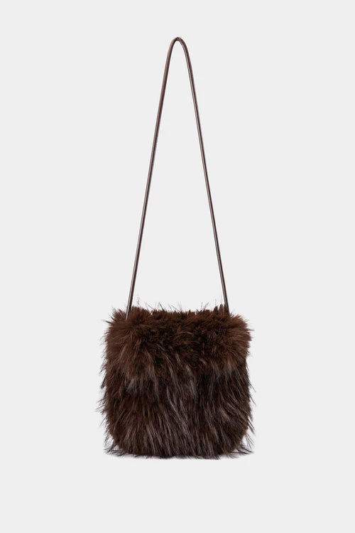 Luisa Cerano Chestnut Boho Bag in Faux Fur 848557
