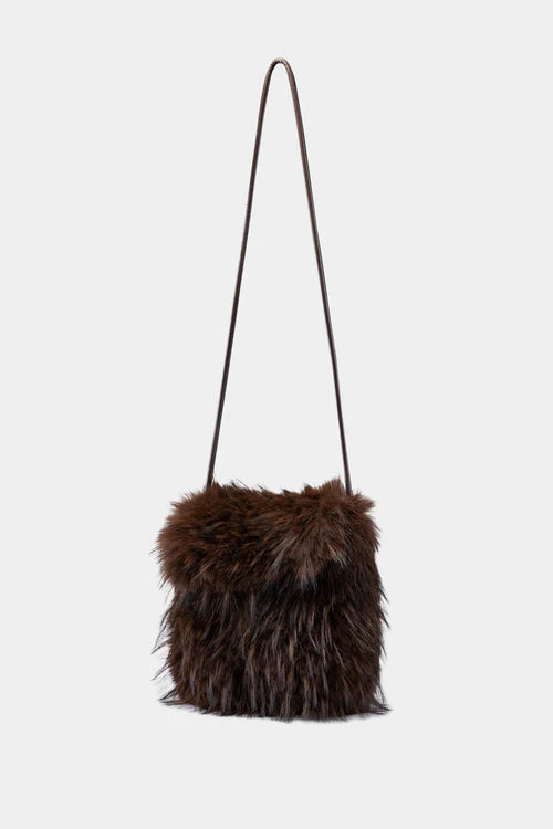 Luisa Cerano Chestnut Boho Bag in Faux Fur 848557