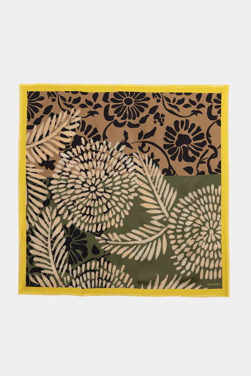 Luisa Cerano Multi-Coloured Scarf with Leaf Print 848564