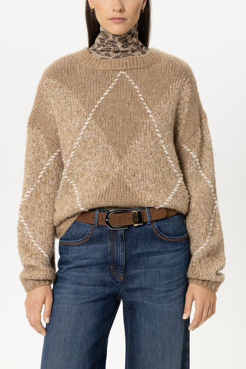Luisa Cerano Caramel Leather Belt with Metal Buckle