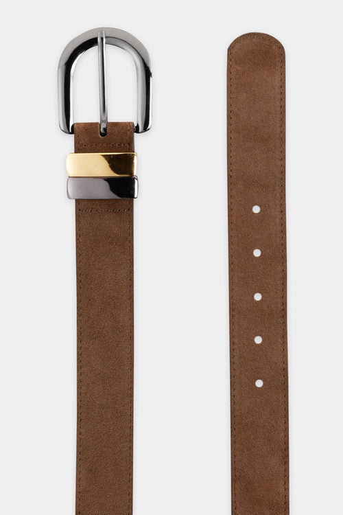 Luisa Cerano Caramel Leather Belt with Metal Buckle