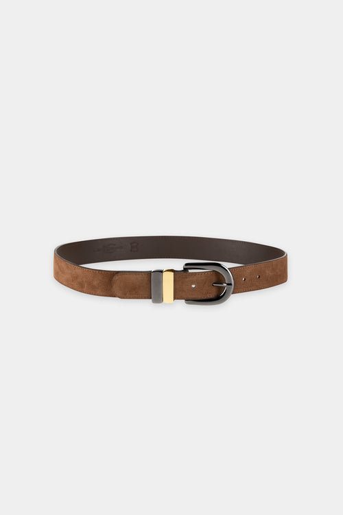 Luisa Cerano Caramel Leather Belt with Metal Buckle