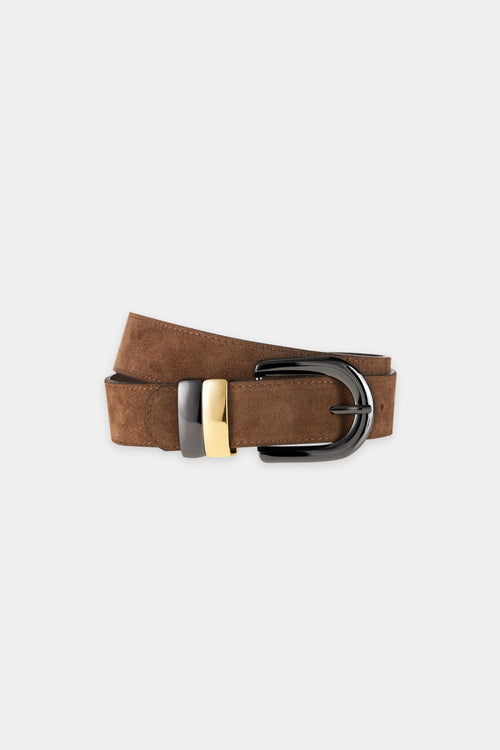 Luisa Cerano Caramel Leather Belt with Metal Buckle