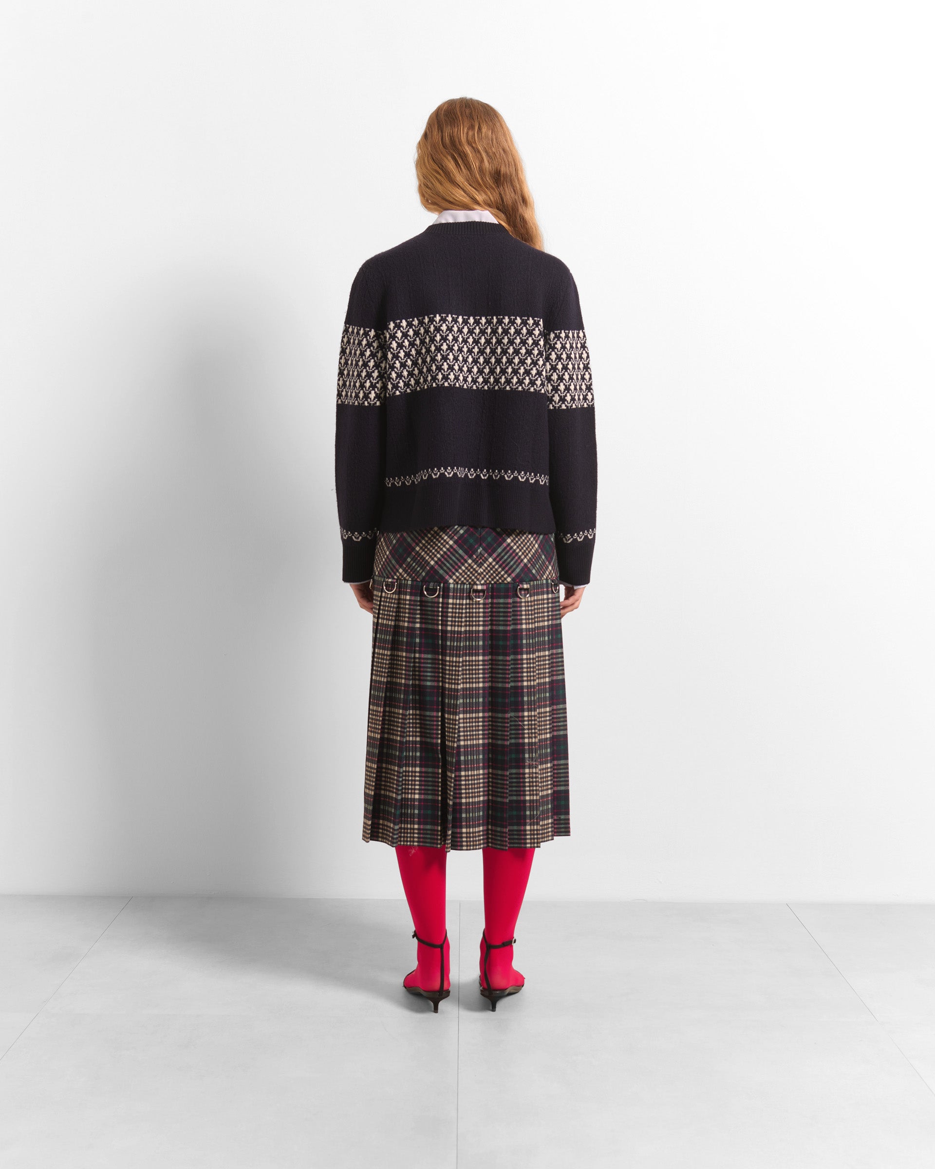 Beatrice B Dark Blue Reversible Wool Cardigan