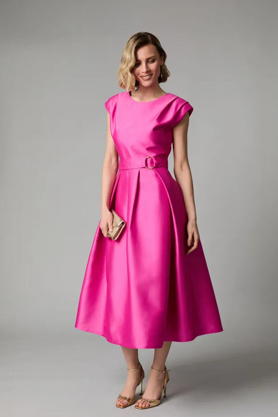 Fee G Magenta Pleated Shoulder Dress