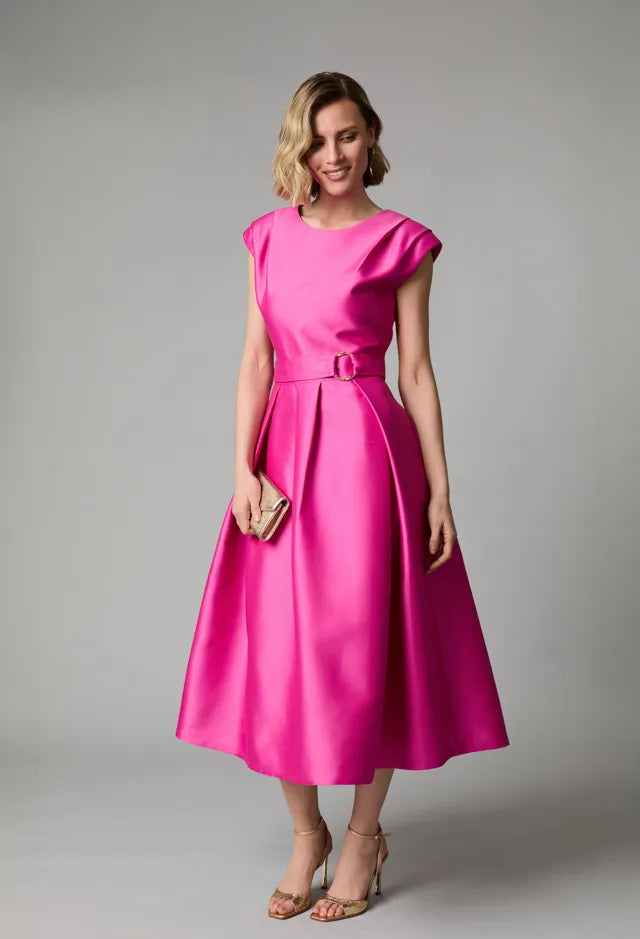 Fee G Magenta Pleated Shoulder Dress