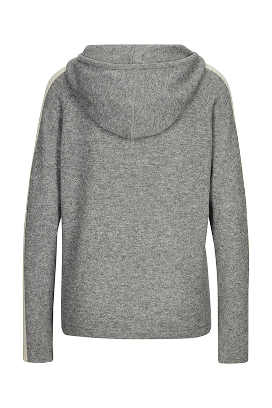 Faber Titanium Grey Cashmere Blend Lon Sleeve Hooded Top