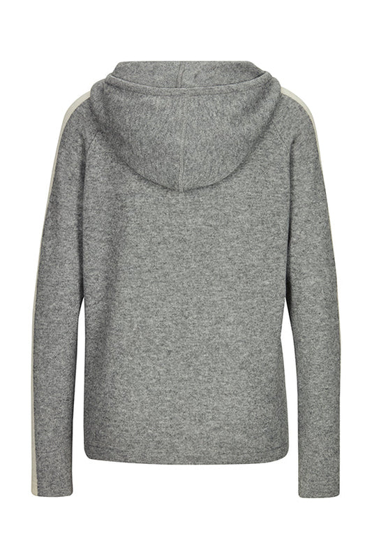 Faber Titanium Grey Cashmere Blend Lon Sleeve Hooded Top