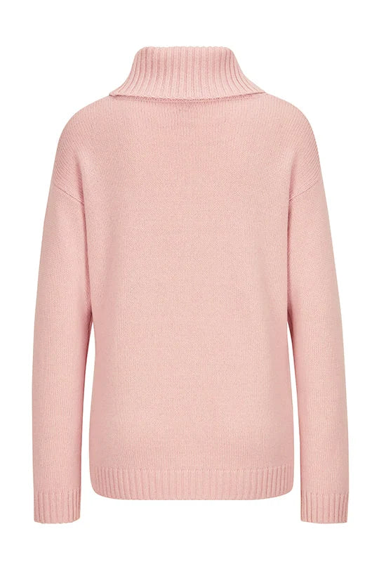 Cable Knit Cashmere Turtleneck Rose Quartz Sweater