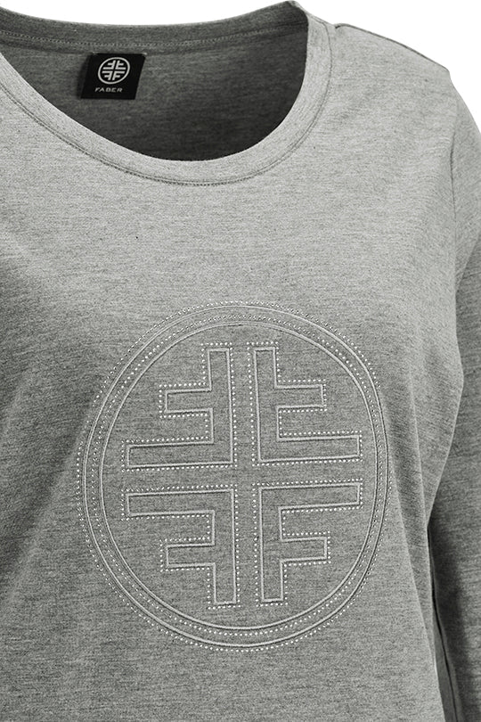 Faber Grey Long-sleeved Top with Logo