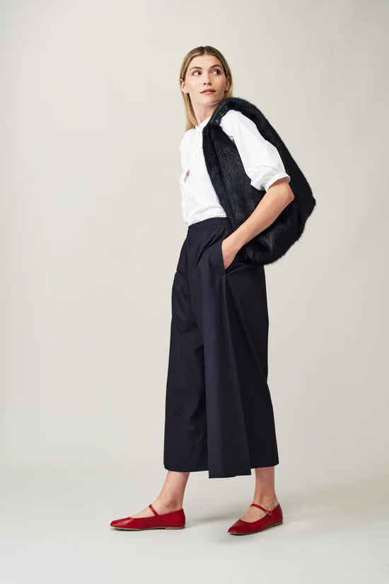 Helen Moore Navy Oversize Faux Fur Triangle bag