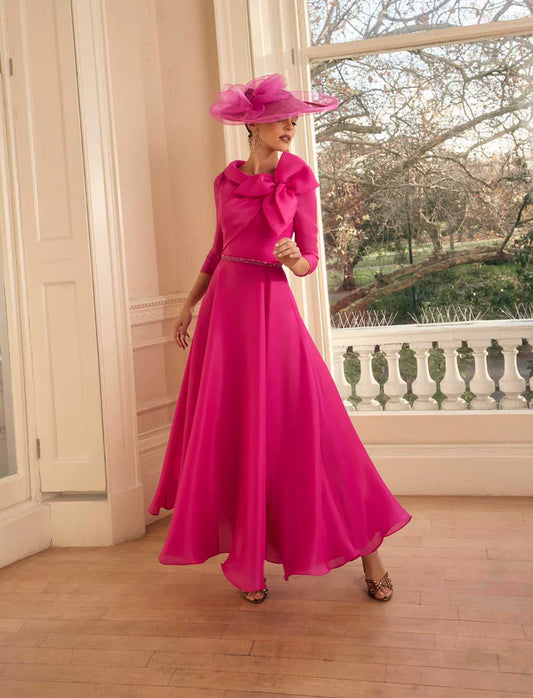 Veni Infantino Party Pink Tea-Length Dress with Bow Detail 992817