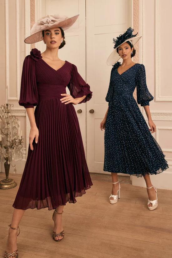 Veni Infantino Navy/Ivory Polka Dot A-Line Midi Dress