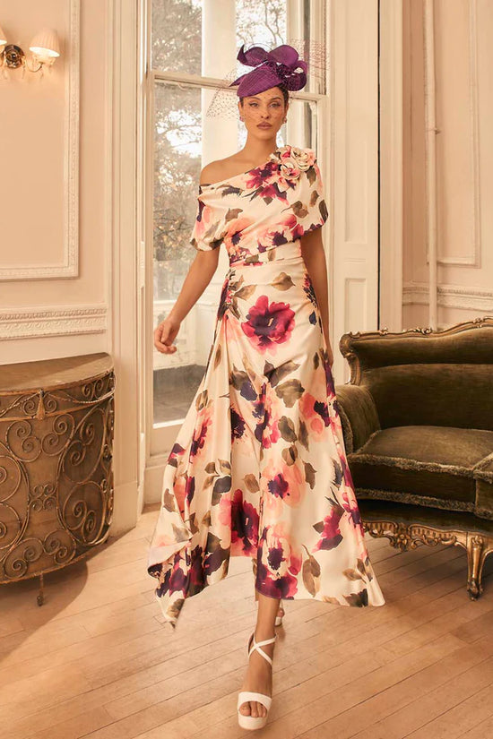 Veni Infantino Floral Print Off-Shoulder Midi Dress