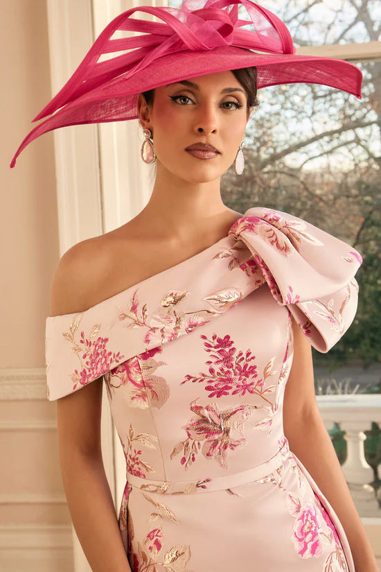 Veni Infantino Almond/Hot Pink Floral Jacquard Dress