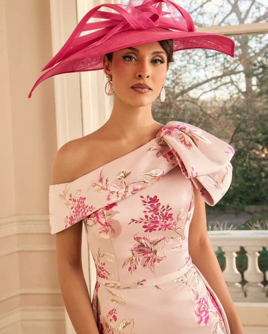 Veni Infantino Almond/Hot Pink Floral Jacquard Dress