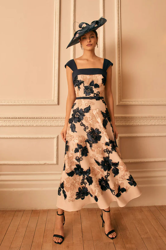 Veni Infantino Navy/Blush Two-Piece Dress & Cropped Jacket