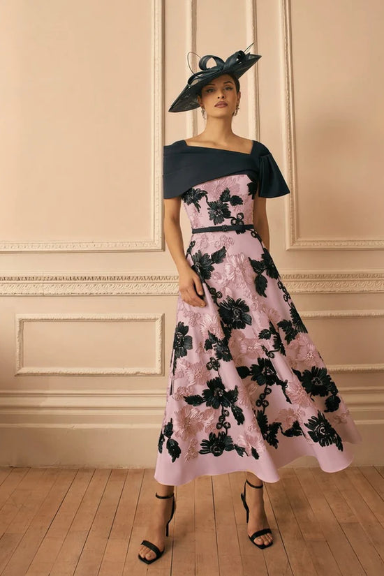 Veni Infantino Navy/Blush Two-Piece Dress & Cropped Jacket