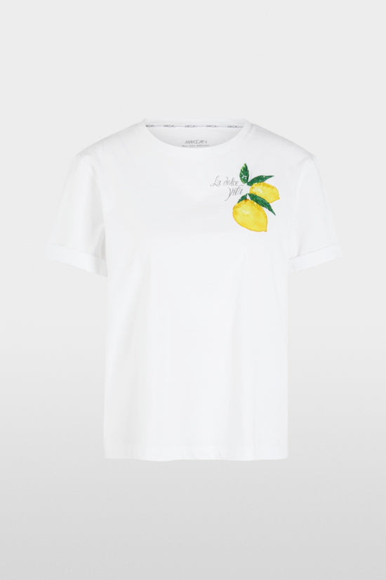 Marc Cain Sports White Crew Neck T-Shirt with Lemons