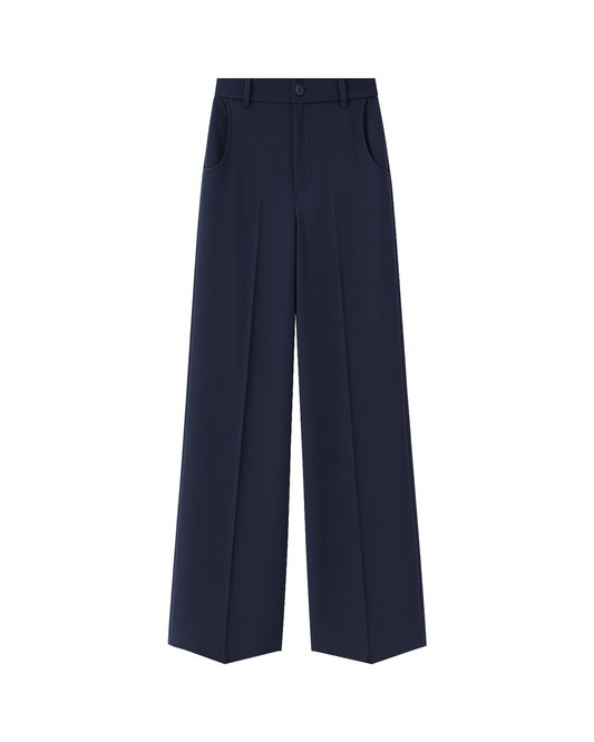 Beatrice b Dark Blue Wide Leg Tailored Trousers with Pockets & Belt Loops