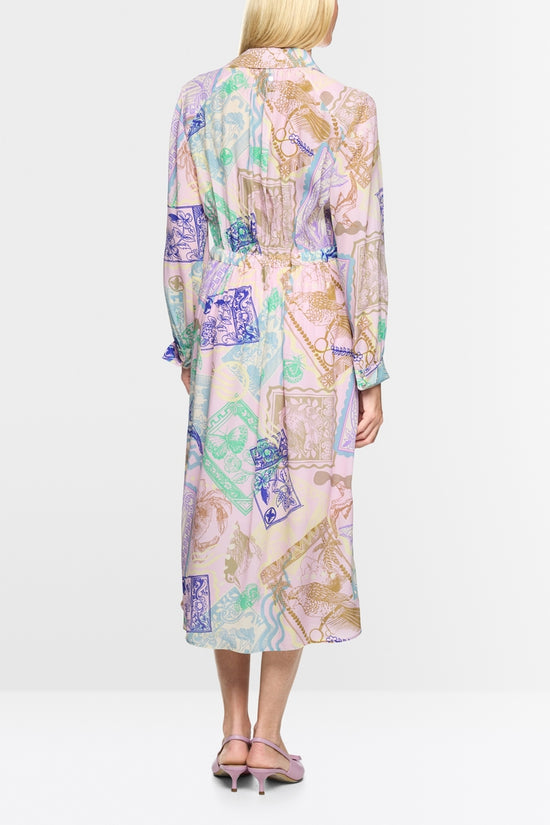 Marc Cain Pink Stamp Print Long Sleeve Midi Dress AC21.20 W19