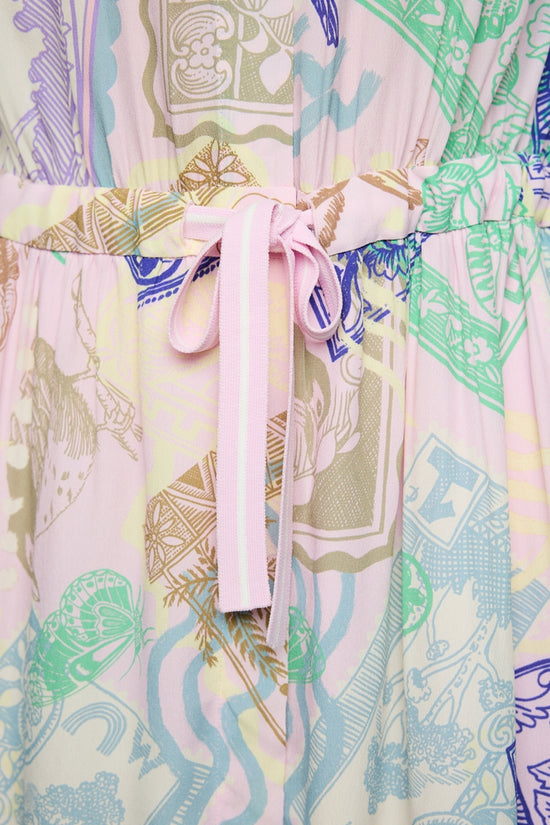 Marc Cain Pink Stamp Print Long Sleeve Midi Dress AC21.20 W19