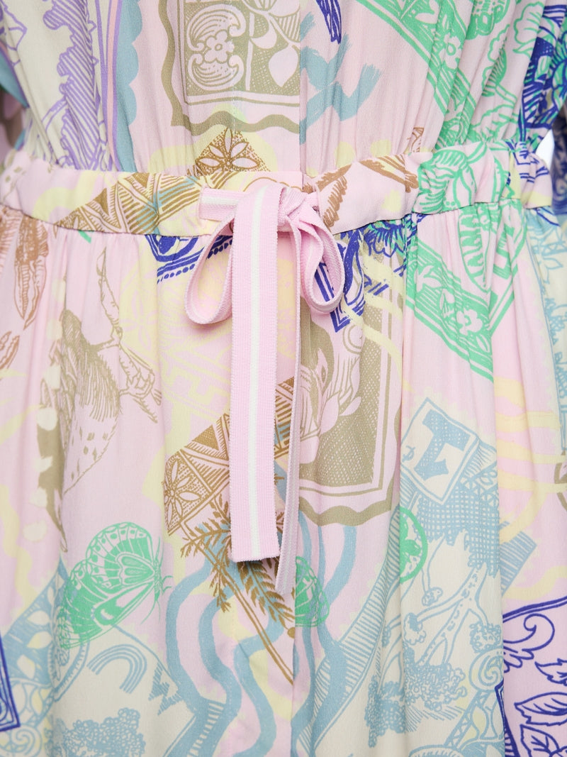 Marc Cain Pink Stamp Print Long Sleeve Midi Dress AC21.20 W19