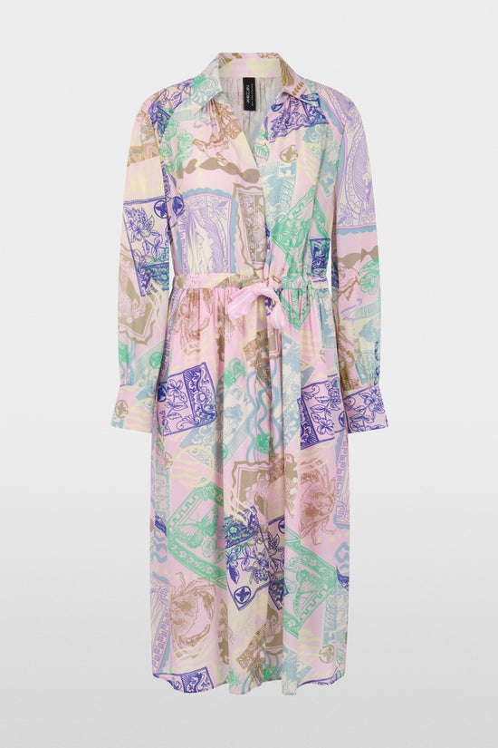 Marc Cain Pink Stamp Print Long Sleeve Midi Dress AC21.20 W19