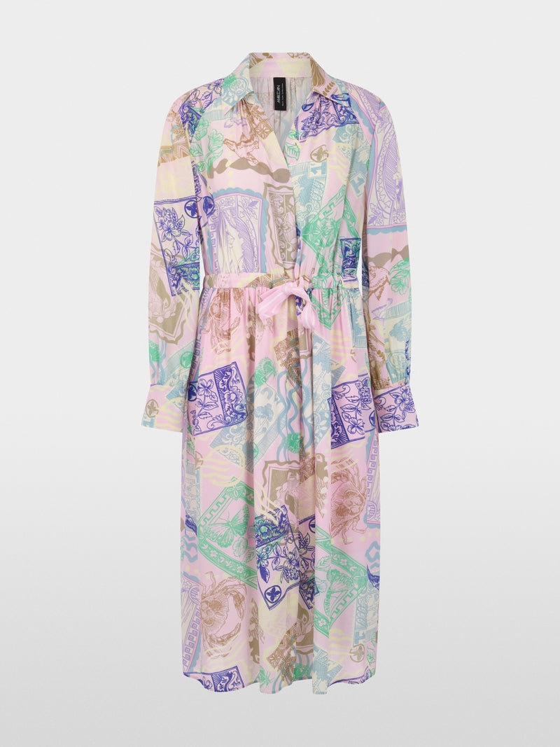 Marc Cain Pink Stamp Print Long Sleeve Midi Dress AC21.20 W19