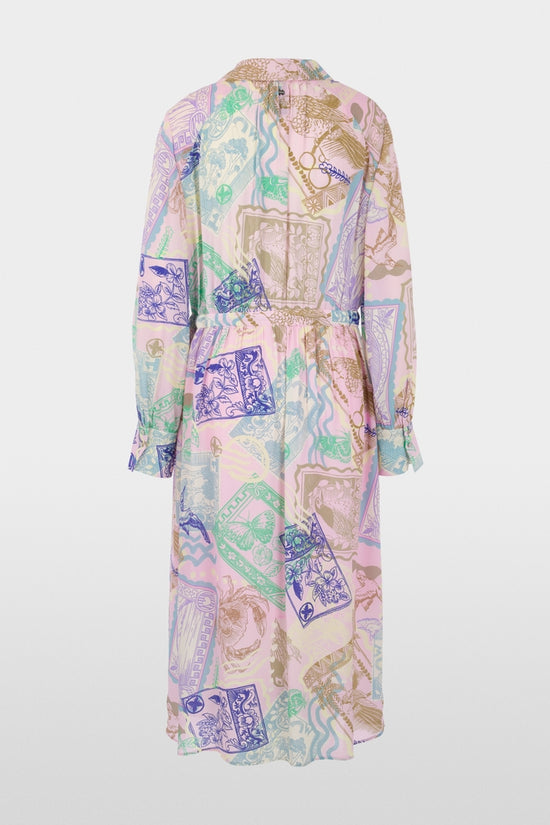 Marc Cain Pink Stamp Print Long Sleeve Midi Dress AC21.20 W19