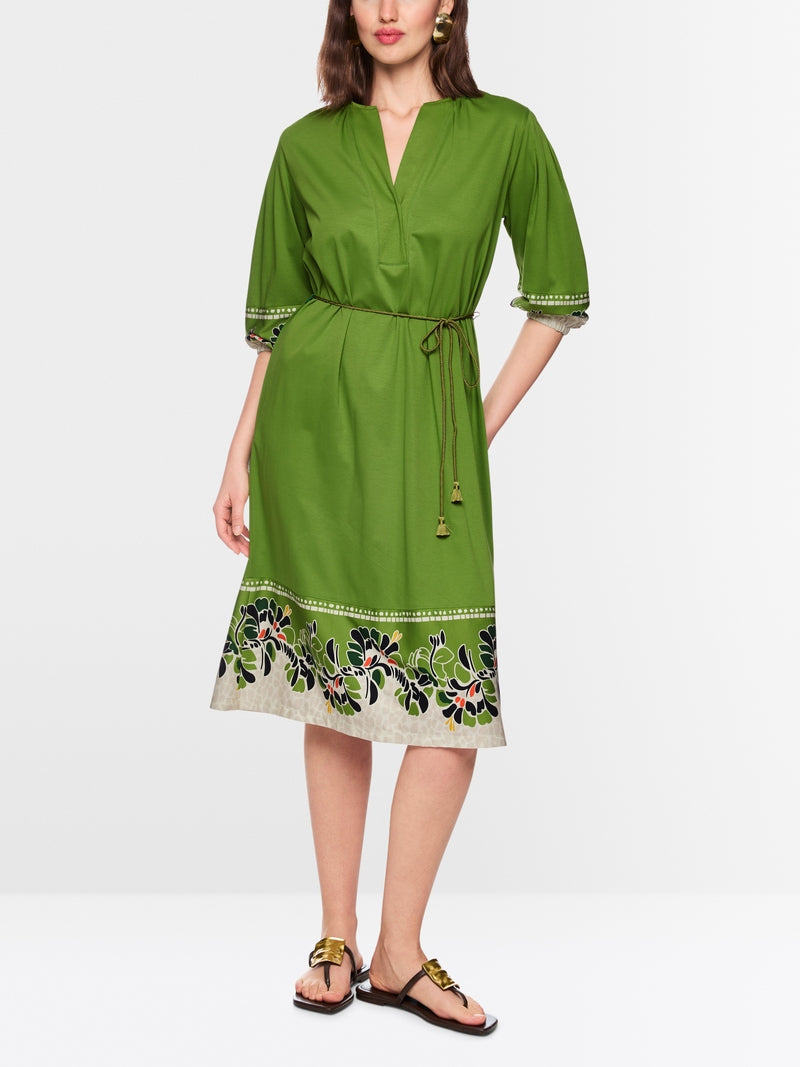 Marc Cain Green Cotton Midi Dress with Floral Print