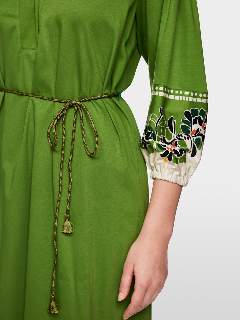 Marc Cain Green Cotton Midi Dress with Floral Print