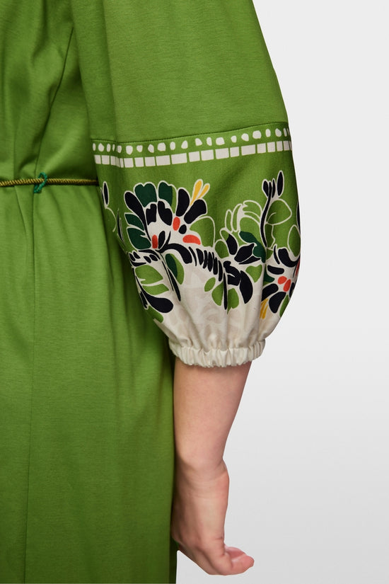 green emerald velvet dress Marc Cain Green Cotton Midi Dress with Floral Print AC21.34 J44 main image 0
